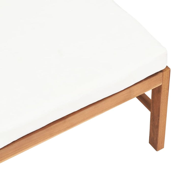 Footrest With Cream Cushion Solid Teak Wood Tolobl