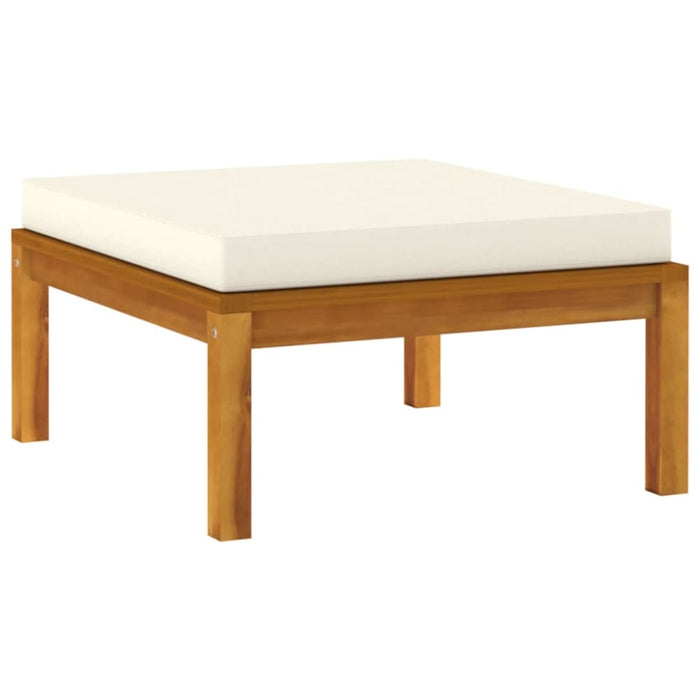 Footrest With Cream White Cushion Solid Acacia Wood Tolxko