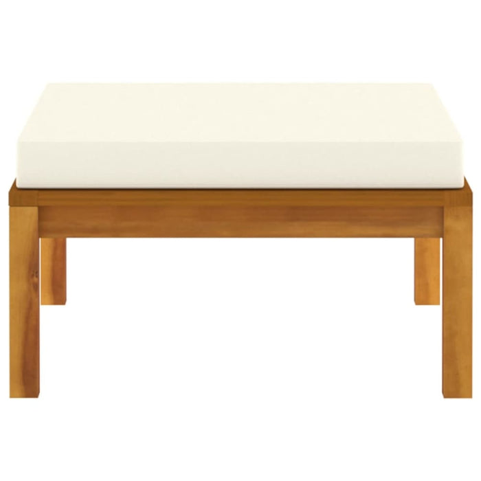 Footrest With Cream White Cushion Solid Acacia Wood Tolxko