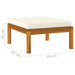 Footrest With Cream White Cushion Solid Acacia Wood Tolxko