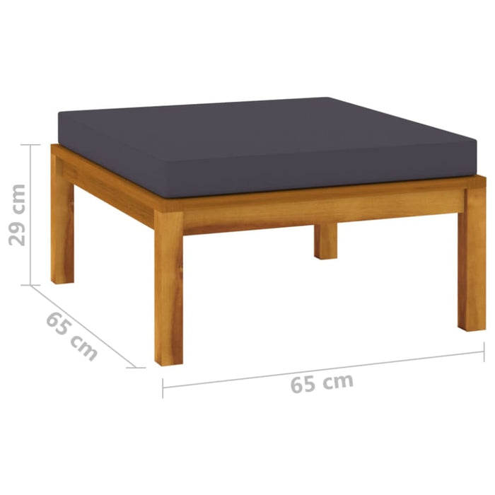 Footrest With Dark Grey Cushion Solid Acacia Wood Tolxkb