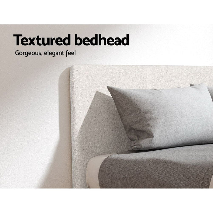 Bed Frame King Single Size Boucle Fabric Mattress Base