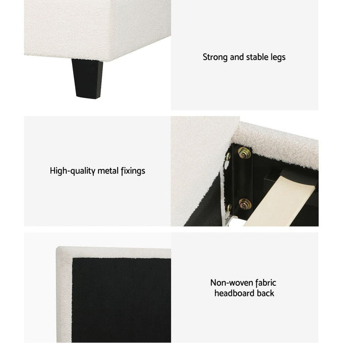 Bed Frame King Single Size Boucle Fabric Mattress Base