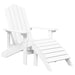 Garden Adirondack Chairs With Footstool & Table Hdpe White