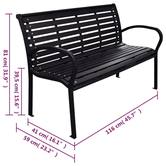 Garden Bench Black 116 Cm Steel And Wpc Tokpin