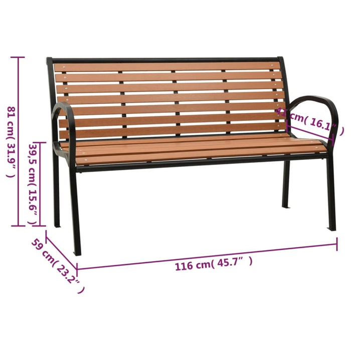 Garden Bench Black And Brown 116 Cm Steel Wpc Tokpik