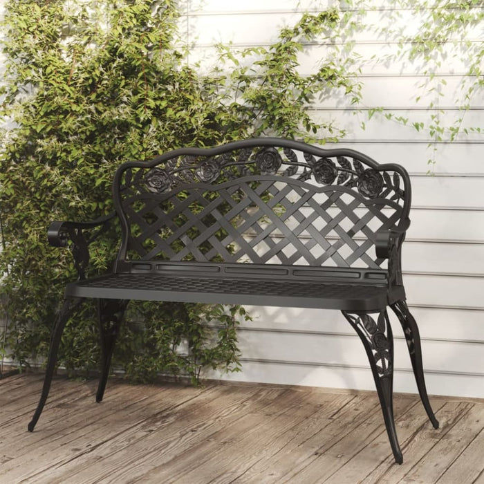 Garden Bench Cast Aluminium Black Toiiaa