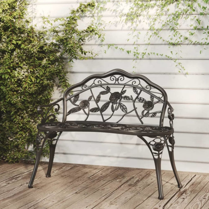 Garden Bench Cast Aluminium Black Toiiab