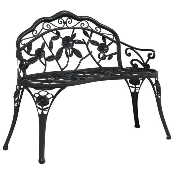 Garden Bench Cast Aluminium Black Toiiab