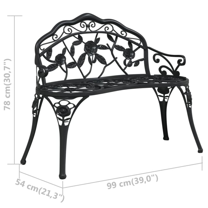 Garden Bench Cast Aluminium Black Toiiab