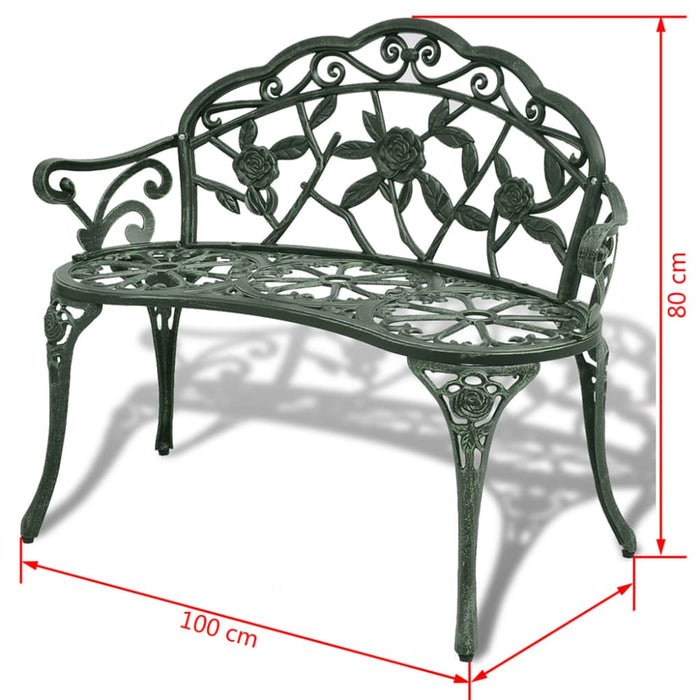 Garden Bench Cast Aluminium Green Axoll