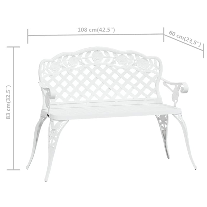 Garden Bench Cast Aluminium White Toiiax