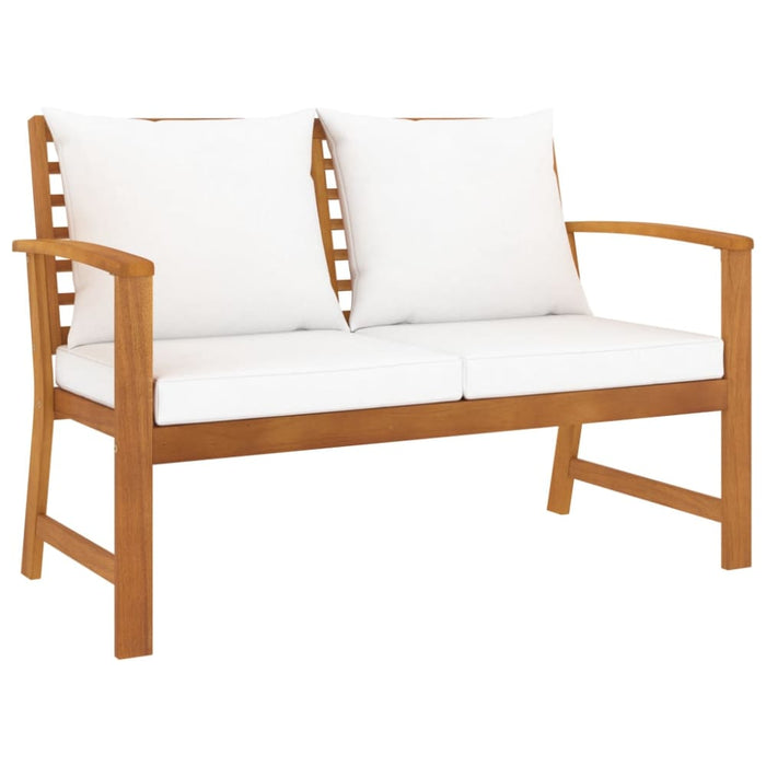 Garden Bench With Cream Cushion Solid Acacia Wood Toonxk