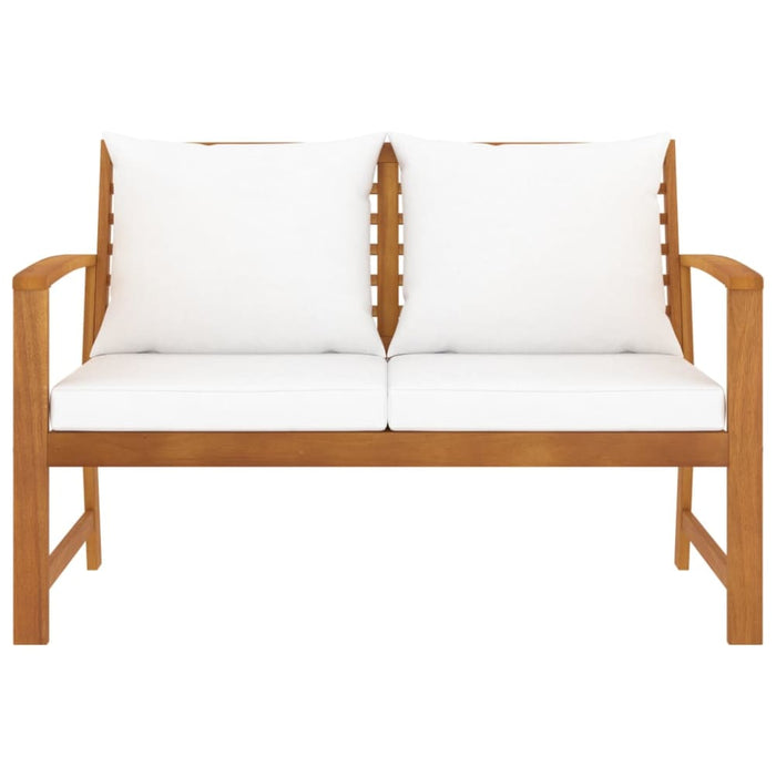 Garden Bench With Cream Cushion Solid Acacia Wood Toonxk