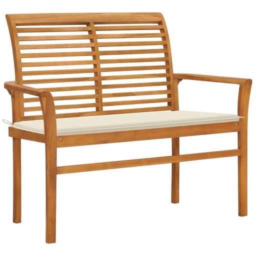 Garden Bench With Cream Cushion Solid Teak Wood Tblxlpo