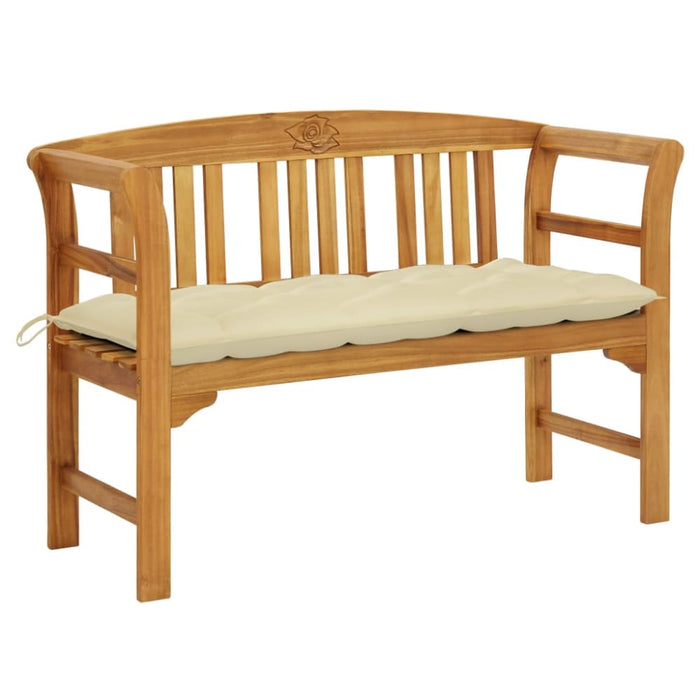 Garden Bench With Cushion Solid Acacia Wood Tblatob