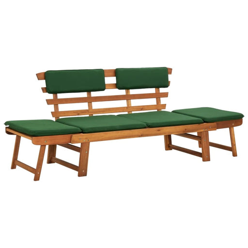 Garden Bench With Cushions 2-in-1 190 Cm Solid Acacia Wood