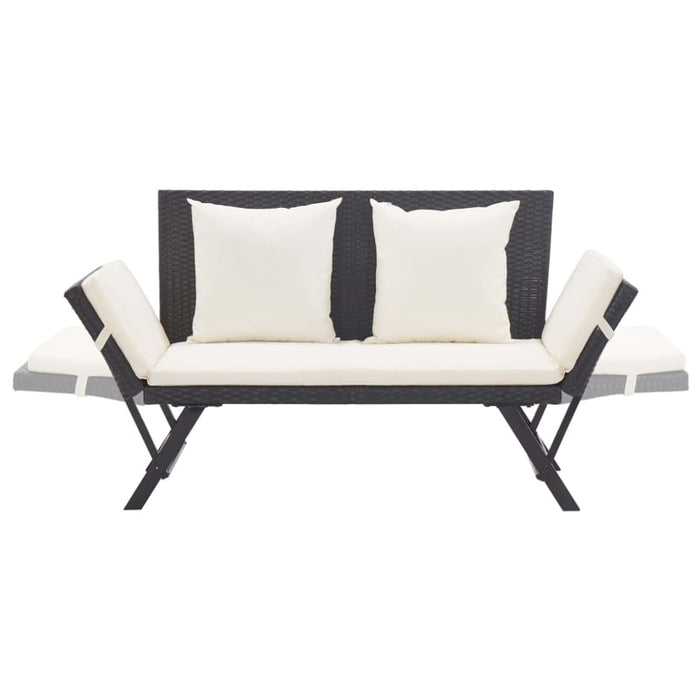 Garden Bench With Cushions Black Poly Rattan Alxtb