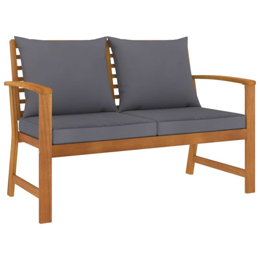 Garden Bench With Dark Grey Cushion Solid Acacia Wood Toontb