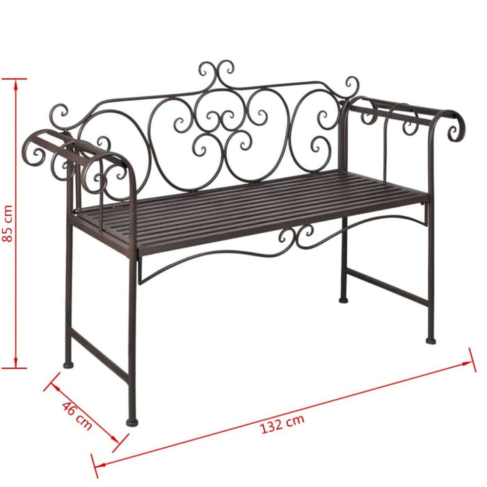 Garden Bench Steel Antique Brown Abiol