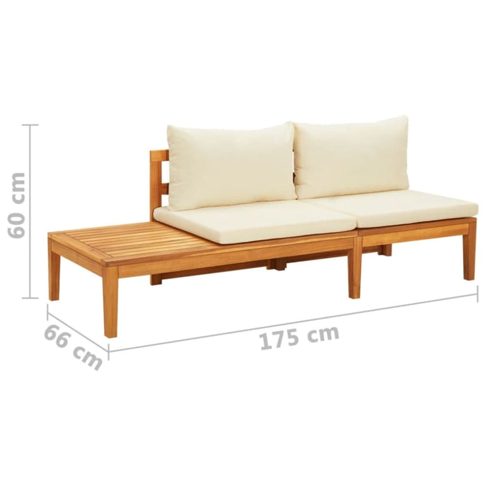 Garden Bench With Table Cream White Cushions Solid Acacia