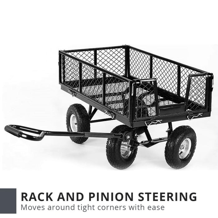 Garden Cart With Mesh Liner Lawn Folding Trolley Black