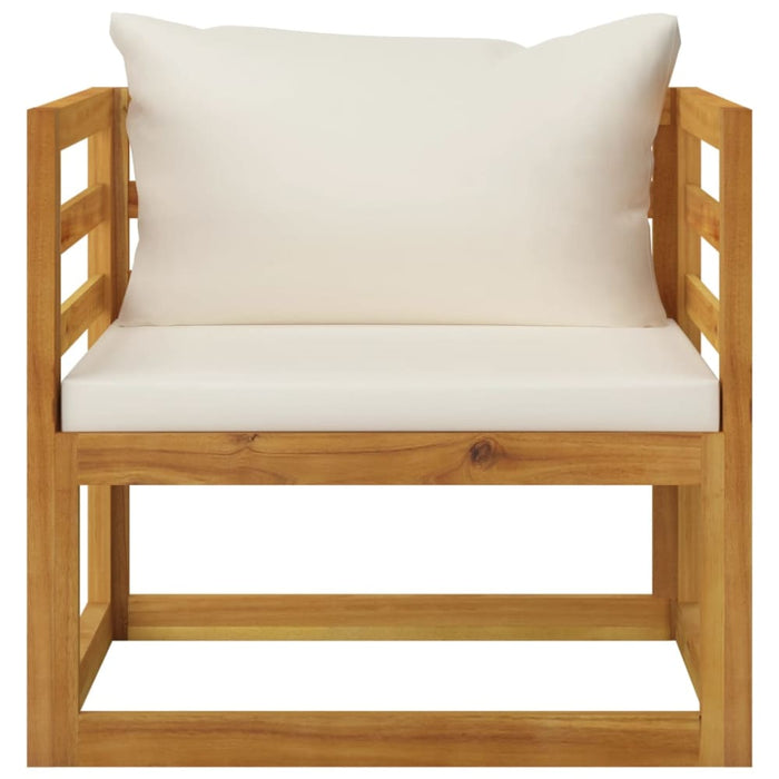 Garden Chair With Cream Cushions Solid Acacia Wood Toonln