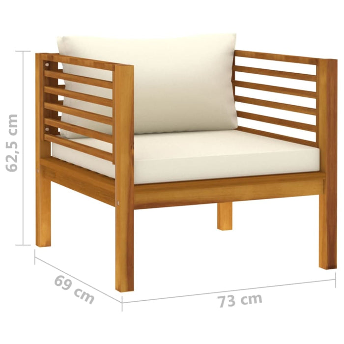 Garden Chair With Cream White Cushions Solid Acacia Wood