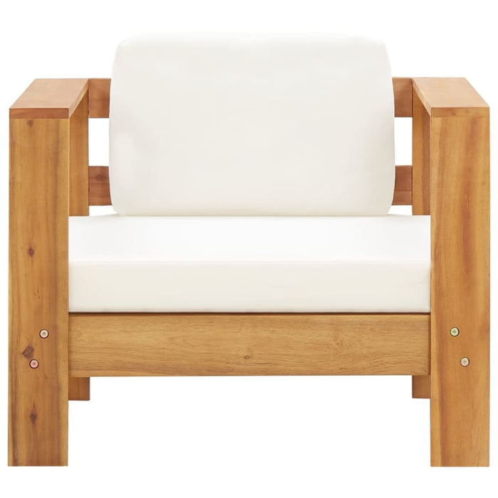 Garden Chair With Cushion Cream Solid Acacia Wood Aixix