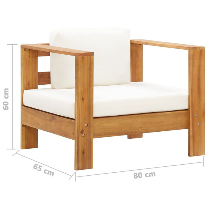 Garden Chair With Cushion Cream Solid Acacia Wood Aixix