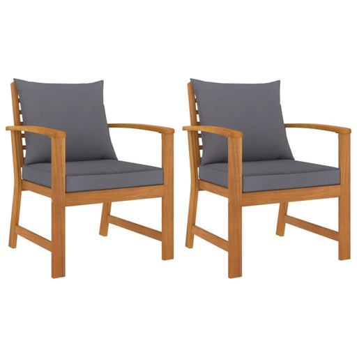 Garden Chairs 2 Pcs With Dark Grey Cushion Solid Acacia