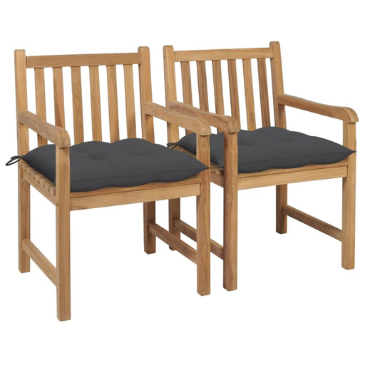 Garden Chairs 2 Pcs With Anthracite Cushions Solid Teak