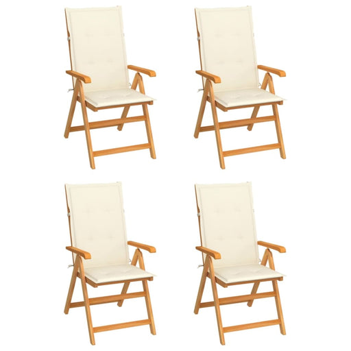 Garden Chairs 4 Pcs With Cream Cushions Solid Teak Wood