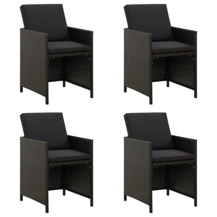 Garden Chairs With Cushions 4 Pcs Poly Rattan Black Tolial