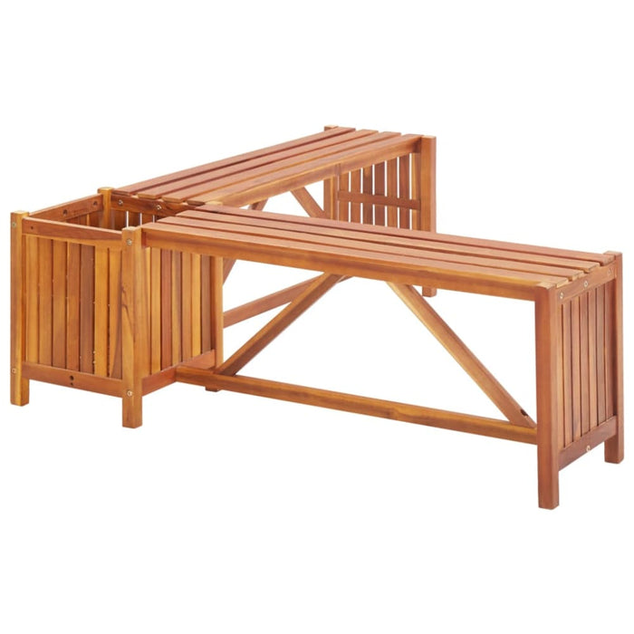 Garden Corner Bench With Planter Solid Acacia Wood Altap