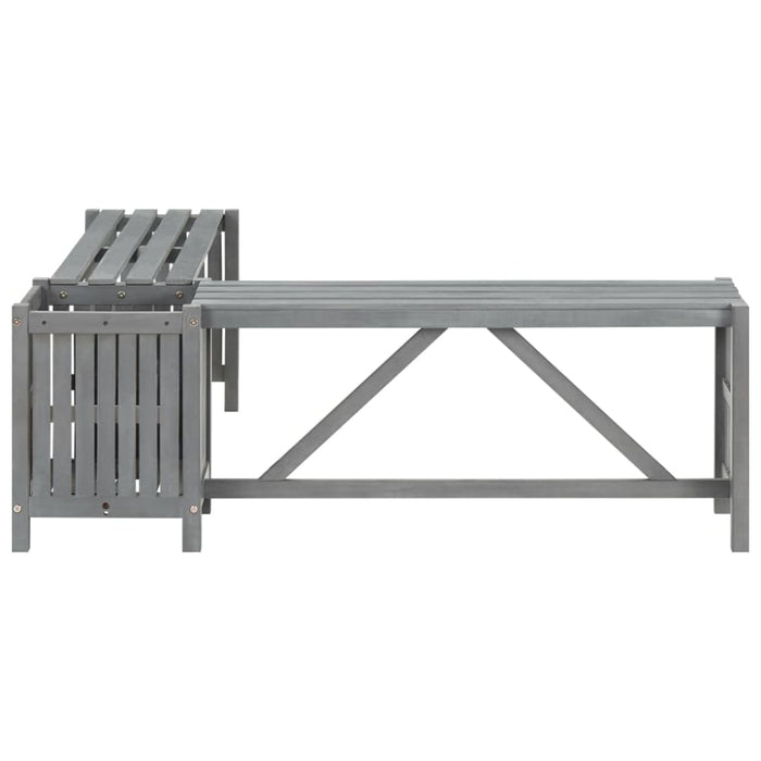 Garden Corner Bench With Planter Solid Acacia Wood Grey