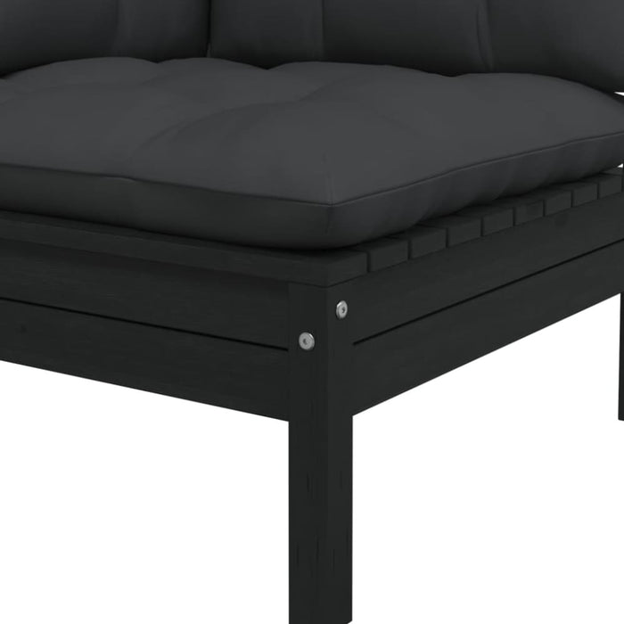 Garden Corner Sofa With Cushions Black Solid Pinewood Nblltx