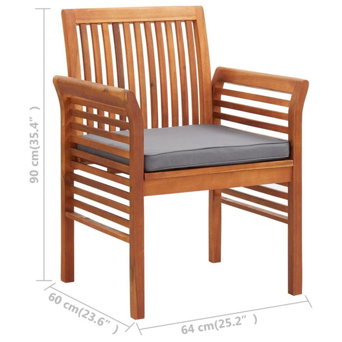 Garden Dining Chair With Cushion Solid Acacia Wood Apklk