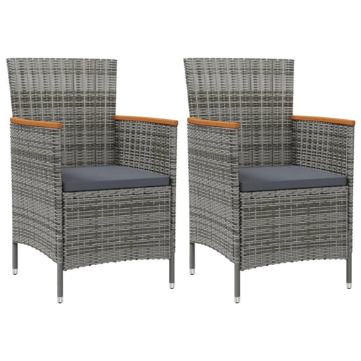 Garden Dining Chairs 2 Pcs Poly Rattan Grey Toloak