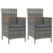 Garden Dining Chairs 2 Pcs Poly Rattan Grey Toloak