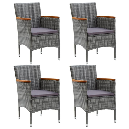 Garden Dining Chairs 4 Pcs Poly Rattan Grey Tobpli