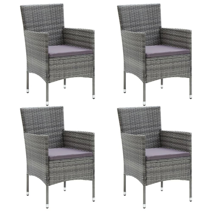 Garden Dining Chairs 4 Pcs Poly Rattan Grey Tobplt