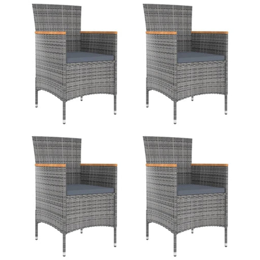 Garden Dining Chairs 4 Pcs Poly Rattan Grey Tollkl