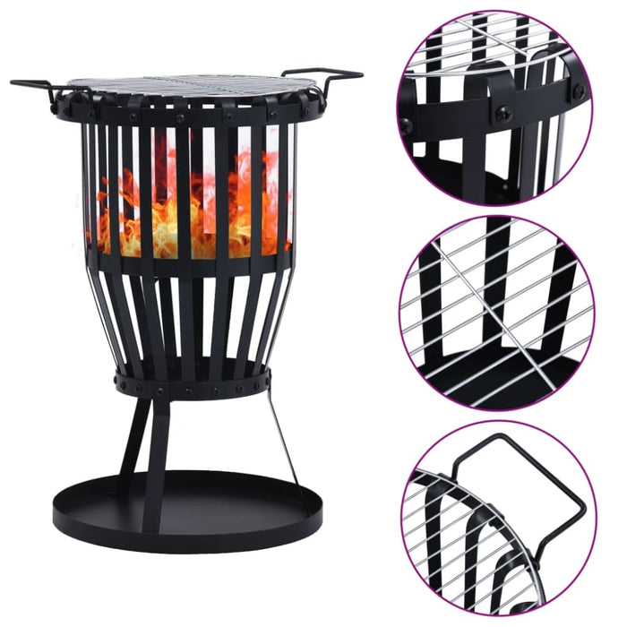 Garden Fire Pit Basket With Bbq Grill Steelainpo