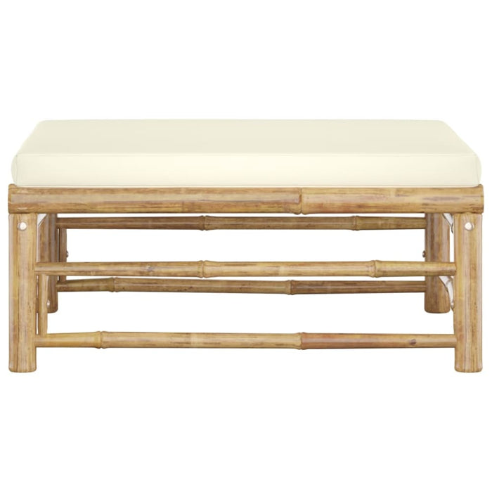 Garden Footrest With Cream White Cushion Bamboo Totoai