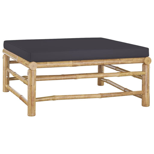 Garden Footrest With Dark Grey Cushion Bamboo Totopp