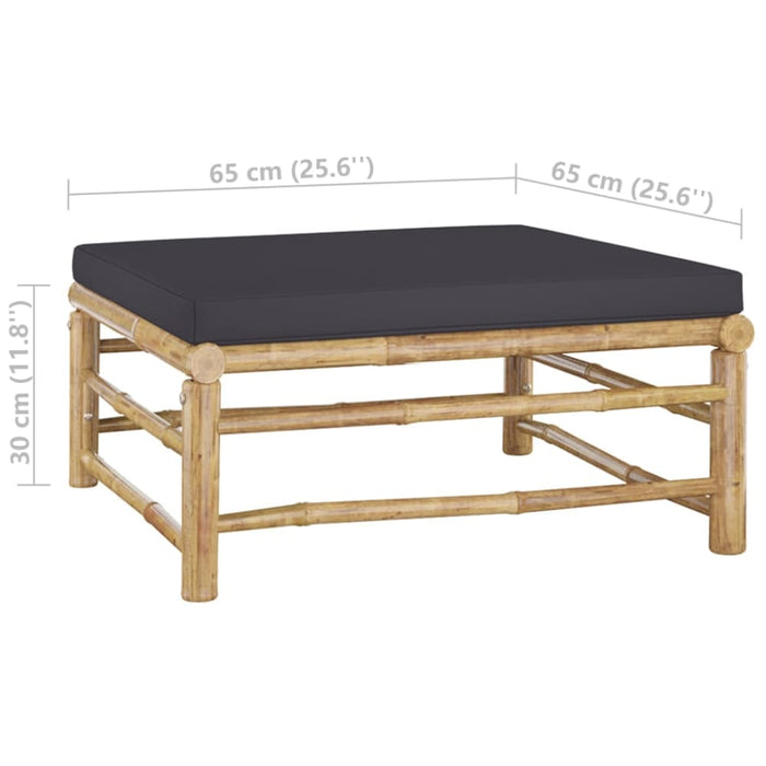 Garden Footrest With Dark Grey Cushion Bamboo Totopp