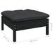 Garden Footstool With Anthracite Cushion Black Solid