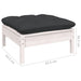 Garden Footstool With Anthracite Cushion White Solid