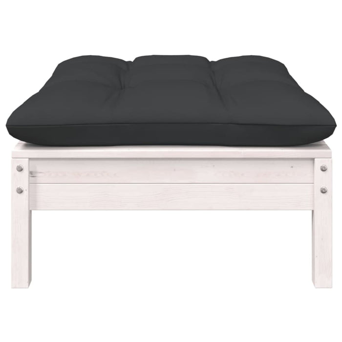 Garden Footstool With Anthracite Cushion White Solid